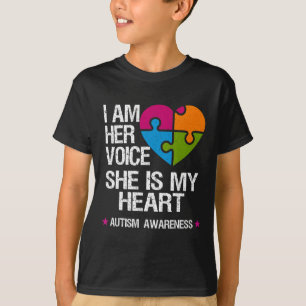 I Am Her Voice She Is My Heart Autism Awareness Pu T-Shirt