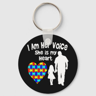 I Am Her Voice She is My Heart Tshirt Autism Aware Key Ring