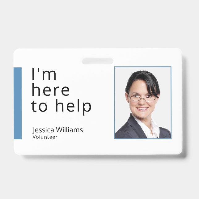 I am here to help - Volunteers ID Badge (Front)