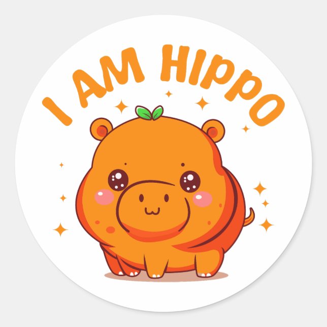 I am Hippo - Funny Hippo Classic Round Sticker (Front)