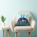 I am His Mrs. Peacock Pillow<br><div class="desc">Teal Aqua Vintage Modern Peacock Wedding Invitations</div>