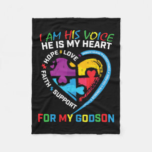 I Am His Voice Godson Autism Awareness Godmother B Fleece Blanket
