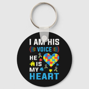 I Am His Voice He Is My Heart Autism Awareness _1 Key Ring
