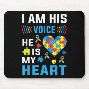 I Am His Voice He Is My Heart Autism Awareness _1  Mouse Mat