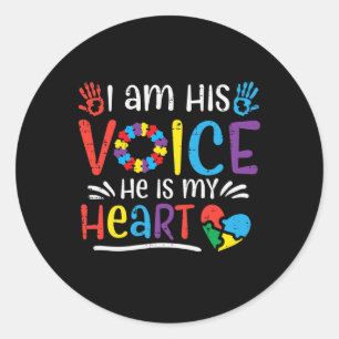I Am His Voice He Is My Heart Autism Awareness Asd Classic Round Sticker