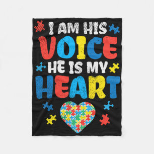 I Am His Voice He Is My Heart Autism Awareness Asl Fleece Blanket
