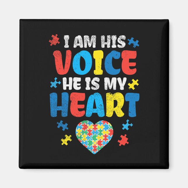I Am His Voice He Is My Heart Autism Awareness ASL Magnet (Front)