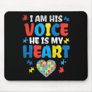 I Am His Voice He Is My Heart Autism Awareness ASL Mouse Mat