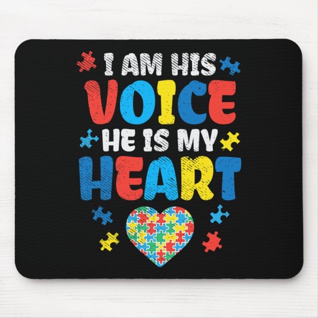 I Am His Voice He Is My Heart Autism Awareness ASL Mouse Mat (Front)