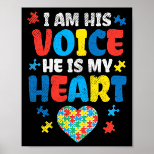 I Am His Voice He Is My Heart Autism Awareness ASL Poster
