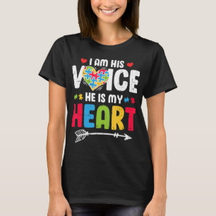 I Am His Voice He Is My Heart Autism Awareness Aut T-Shirt