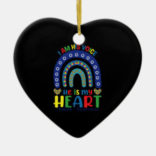 I Am His Voice He Is My Heart Autism Awareness Ceramic Tree Decoration
