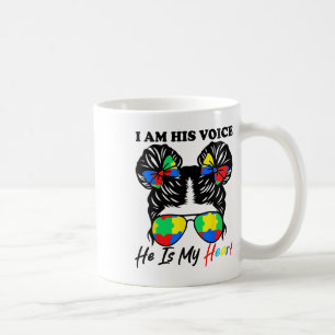 I Am His Voice He Is My Heart Autism Awareness Men Coffee Mug