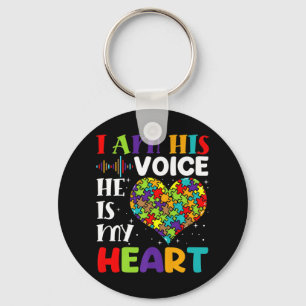 I Am His Voice He Is My Heart Autism Awareness Mum Key Ring
