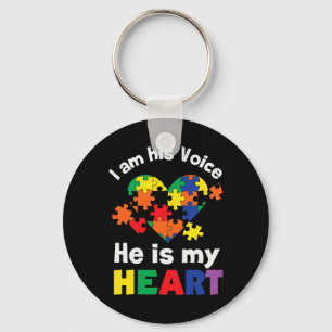 I Am His Voice He Is My Heart Autism Awareness Mum Key Ring