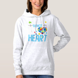 I Am His Voice He Is My Heart , Autism Awareness P Hoodie