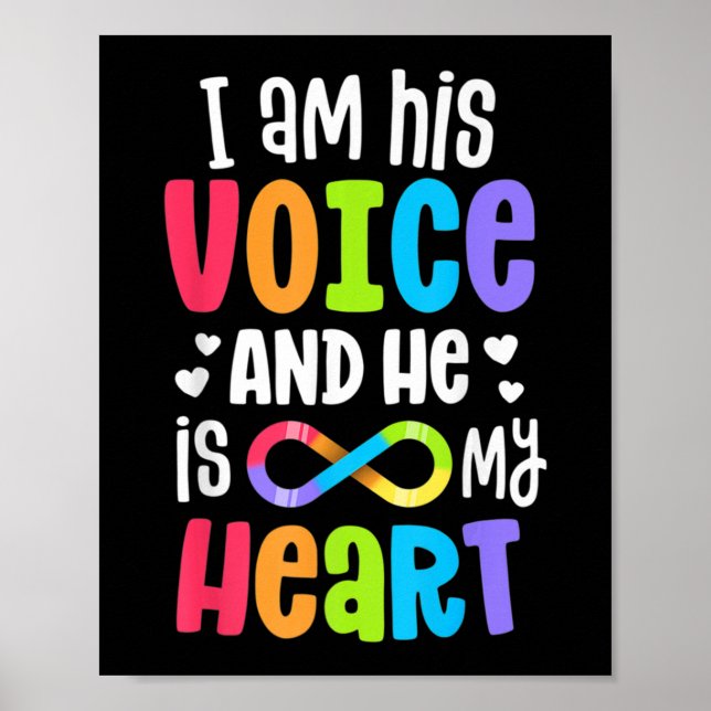I Am His Voice He Is My Heart Autism Awareness Pre Poster (Front)