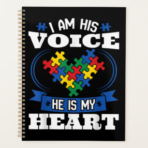 I Am His Voice He Is My Heart Autism Awareness Son Planner