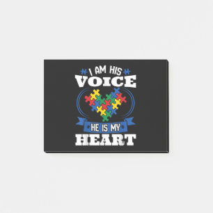 I Am His Voice He Is My Heart Autism Awareness Son Post-it Notes