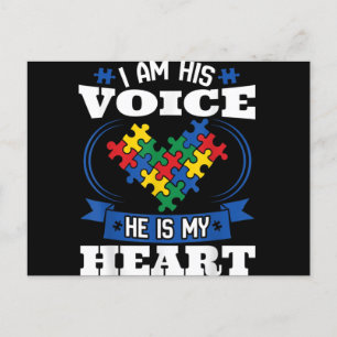 I Am His Voice He Is My Heart Autism Awareness Son Postcard