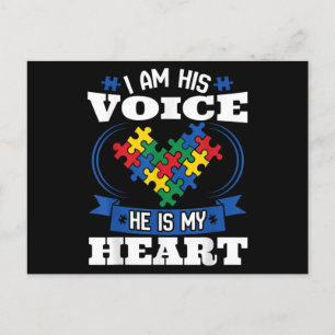 I Am His Voice He Is My Heart Autism Awareness Son Postcard
