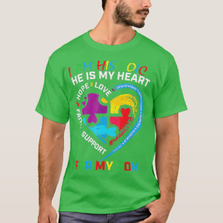 I Am His Voice He Is My Heart Autism Awareness Son T-Shirt