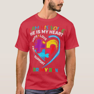 I Am His Voice He Is My Heart Autism Awareness Son T-Shirt