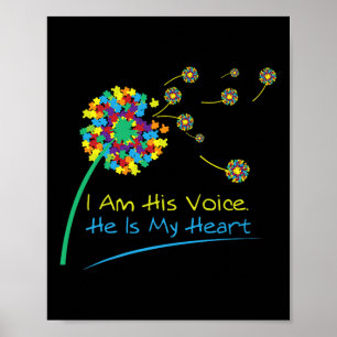 I Am His Voice He Is My Heart Autism Awareness T Poster