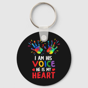 I Am His Voice He Is My Heart Autism Awareness T-S Key Ring