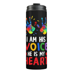 I Am His Voice He Is My Heart Autism Awareness T-S Thermal Tumbler