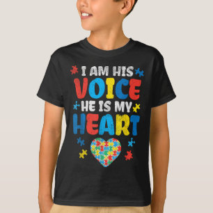 I Am His Voice He Is My Heart Autism Awareness T-Shirt