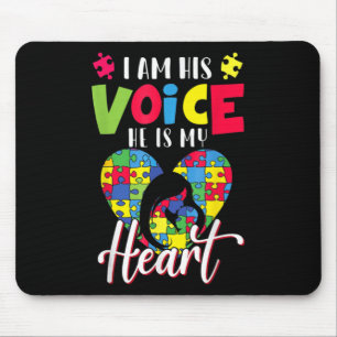 I Am His Voice He Is My Heart Autism Mum Autism Aw Mouse Mat