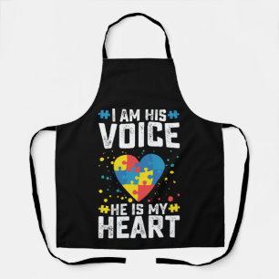 I Am His Voice He Is My Heart Autism Mum Dad Apron
