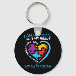 I am his voice he is my heart I wear blue for my b Key Ring