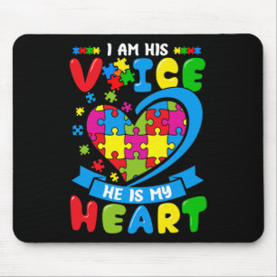 I Am His Voice He Is My Heart Love Autism Awarenes Mouse Mat