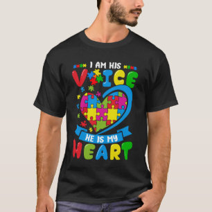 I Am His Voice He Is My Heart Love Autism Awarenes T-Shirt