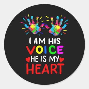 I Am His Voice He Is My Heart Mum Autistic Autism  Classic Round Sticker
