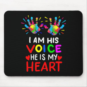 I Am His Voice He Is My Heart Mum Autistic Autism Mouse Mat
