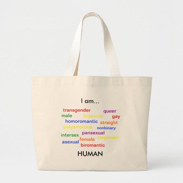 I Am Human Large Tote Bag (Front)