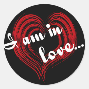 I am in love... classic round sticker