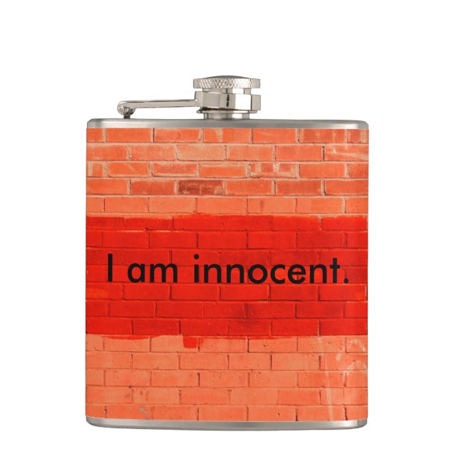 "I Am Innocent" Customisable Funny Hip Flask (Front)