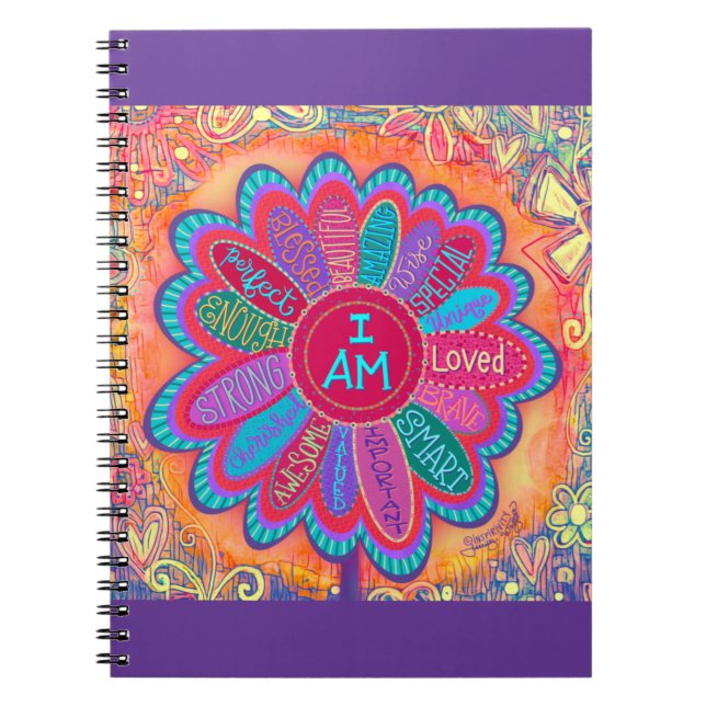 I Am Inspirational Pretty Floral Inspirivity  Notebook (Front)