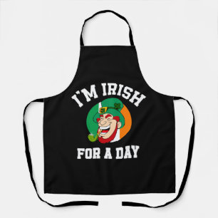 I am Irish for a day Saint Patricks day shamrock Apron