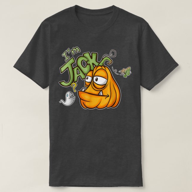 I am Jack, Funny Halloween JackOLantern Face Pumpk T-Shirt (Design Front)