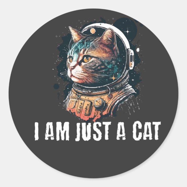 I Am Just a Cat Classic Round Sticker (Front)