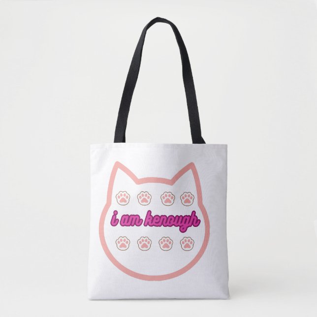 I am kenough t-shert cat  tote bag (Front)