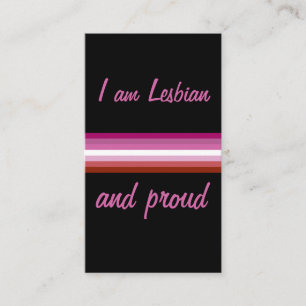 I am Leasbian and Proud   Lesbian flag on Black Business Card