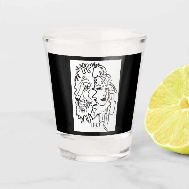 I am LEO Shot Glass (Front)