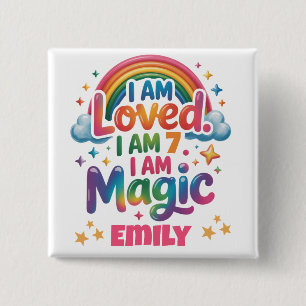 I Am Loved I Am Magic Birthday Girl Affirmation 15 Cm Square Badge