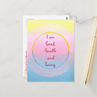 I am loved lovable and loving affirmation postcard